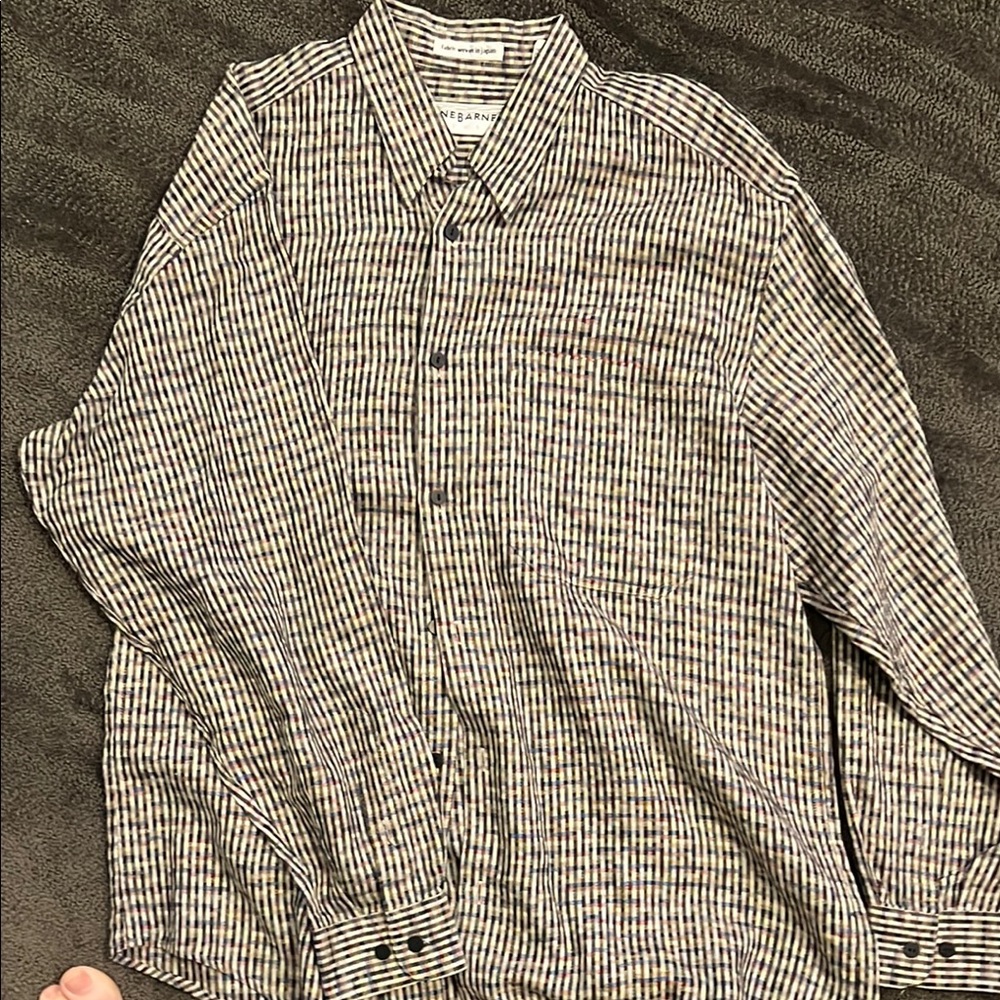Jhane Barnes Blue and Red Casual Button Down Shirt - Picture 2 of 3